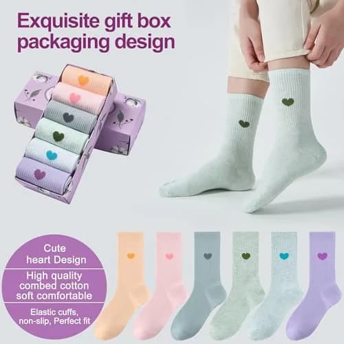 inhees Womens Cotton Crew Calf Socks | Soft, Breathable & Moisture-Absorbing (70-120 chars) thumbnail 5