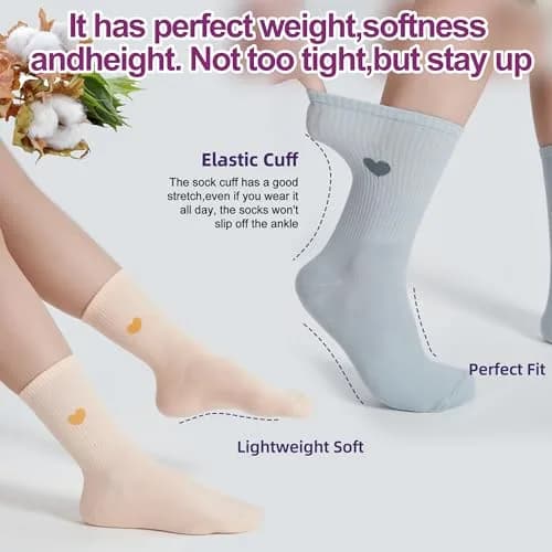 inhees Womens Cotton Crew Calf Socks | Soft, Breathable & Moisture-Absorbing (70-120 chars) thumbnail 6