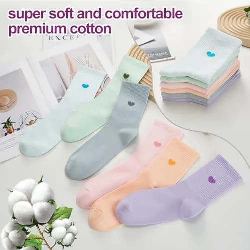 inhees Womens Cotton Crew Calf Socks | Soft, Breathable & Moisture-Absorbing (70-120 chars) thumbnail 3