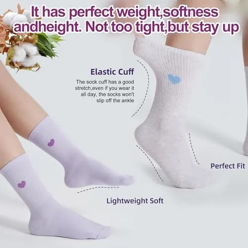 inhees Womens Cotton Crew Calf Socks 6 Pairs | Soft, Breathable & Comfortable Fit (70-120 chars) thumbnail 6