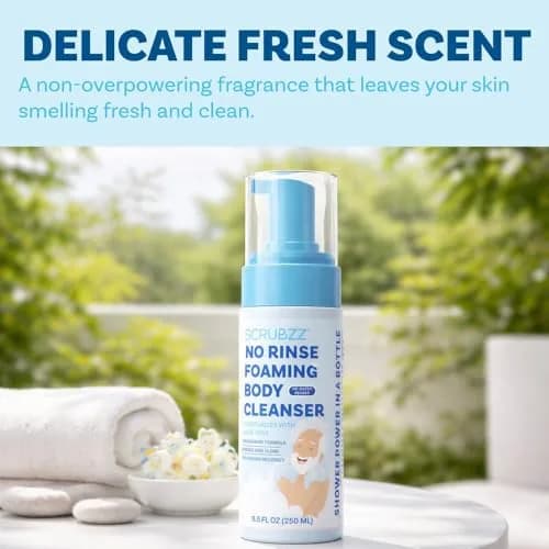 Scrubzz No Rinse Body Wash for Elderly 8.5 fl oz | Gentle Waterless Foam for Post Surgery & Travel thumbnail 8