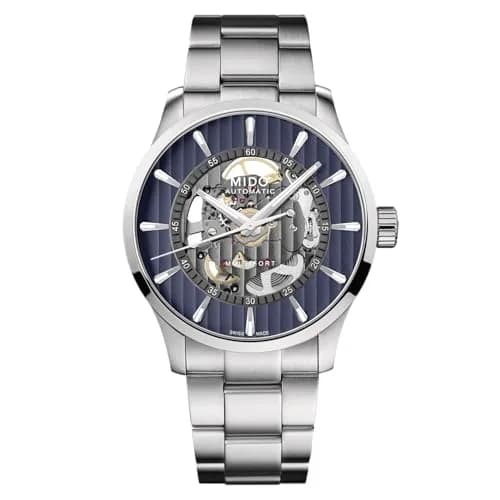 MIDO Multifort Skeleton Vertigo Swiss Automatic Skeleton Watch for Men | See-Through Blue Dial, 42mm Case thumbnail 1