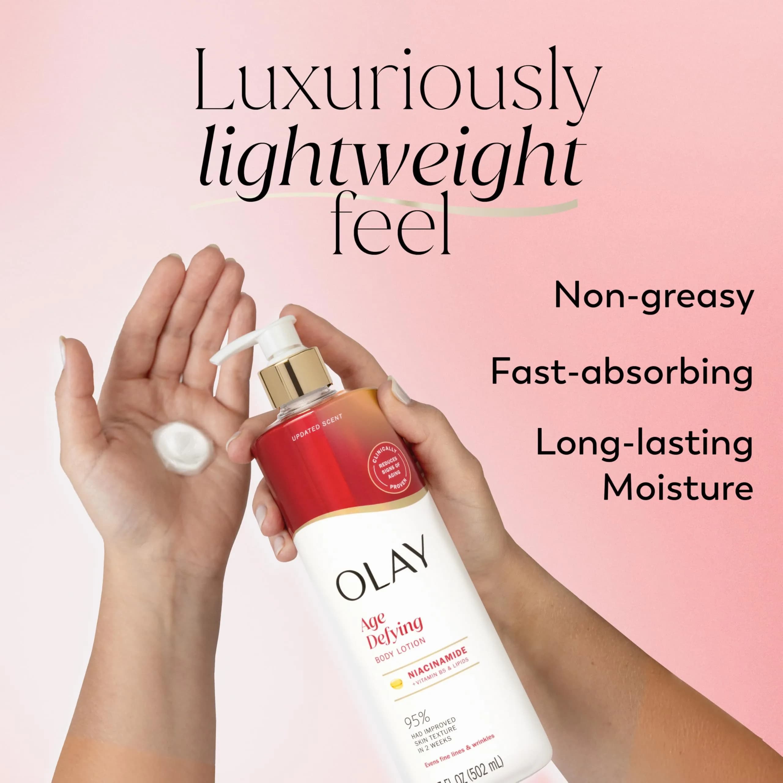 Olay Age Defying Body Lotion with Niacinamide Serum, 505ml (17 fl oz) | Visibly Reduce Signs of Aging - view 2