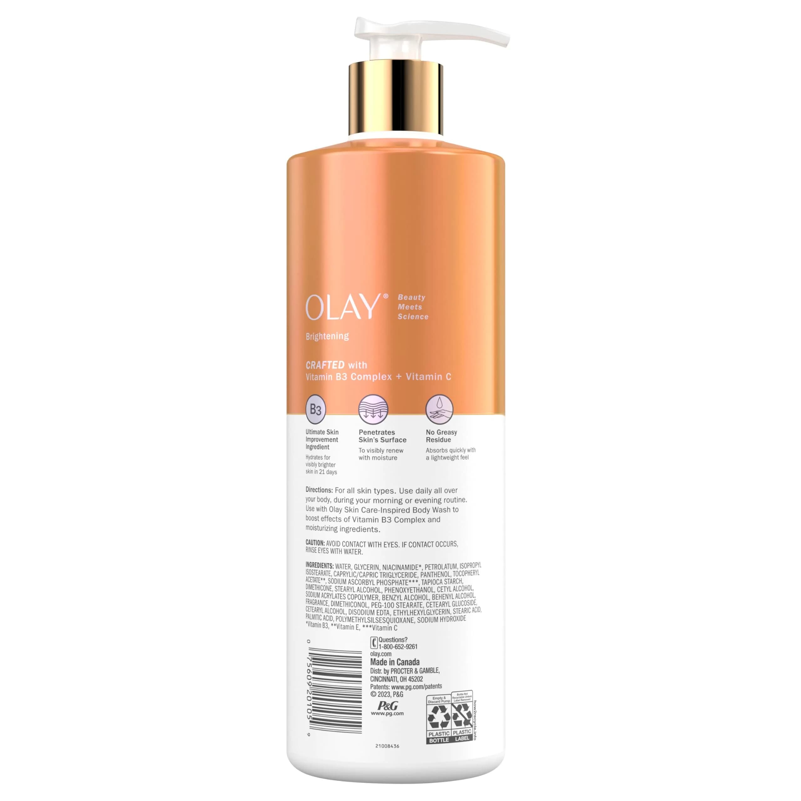 Olay Brightening Vitamin C Body Lotion with B3 Complex, 502 ml (17 fl oz) | 24hr Hydration for All Skin Types - view 8