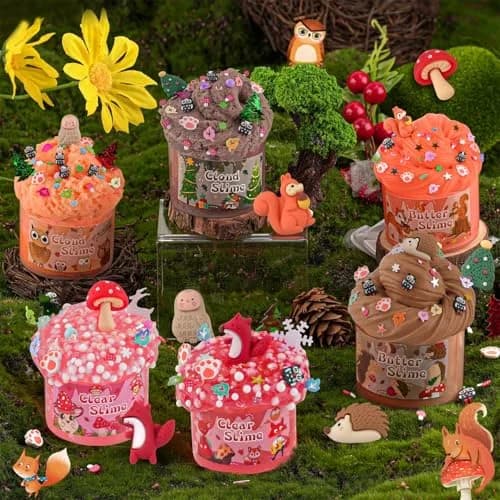 LAWOHO 6-Pack Forest Animal Slime Kit | Clear Butter Cloud Gift Set, 360ml (12.17 Fl Oz) thumbnail 5