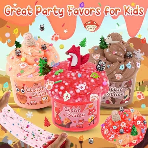 LAWOHO 6-Pack Forest Animal Slime Kit | Clear Butter Cloud Gift Set, 360ml (12.17 Fl Oz) thumbnail 2