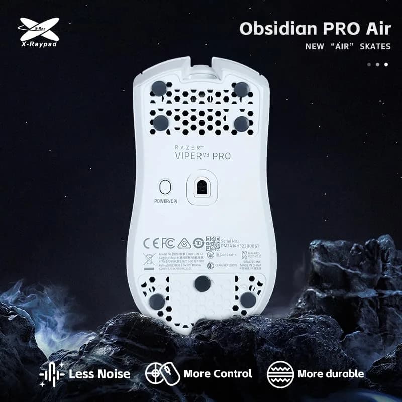 X-Raypad Obsidian Pro Air Speed Mouse Skates (40 Dots, Grey) | Low-Friction UHMWPE for Gaming thumbnail 3