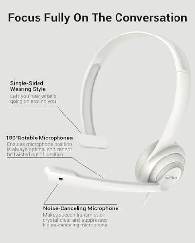 NUBWO HW02 USB Headset with Microphone Noise Cancelling & in-line Control | Lightweight Wired Office Headset for Calls & Gaming thumbnail 4
