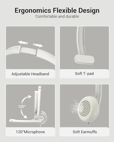 NUBWO HW02 USB Headset with Microphone Noise Cancelling & in-line Control | Lightweight Wired Office Headset for Calls & Gaming thumbnail 7