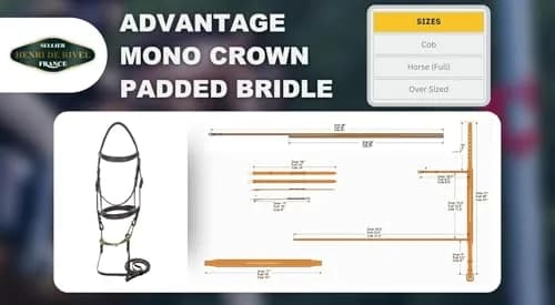 Henri de Rivel Advantage Mono-Crown Padded Bridle - Havana - Cob | Comfortable, Traditional Equestrian Tack thumbnail 2