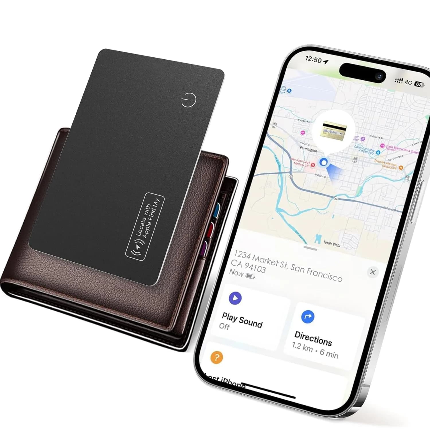 YAOTE Ultra-Slim Wallet Tracker Card, Rechargeable 1.8mm | Apple Find My Compatible — B1