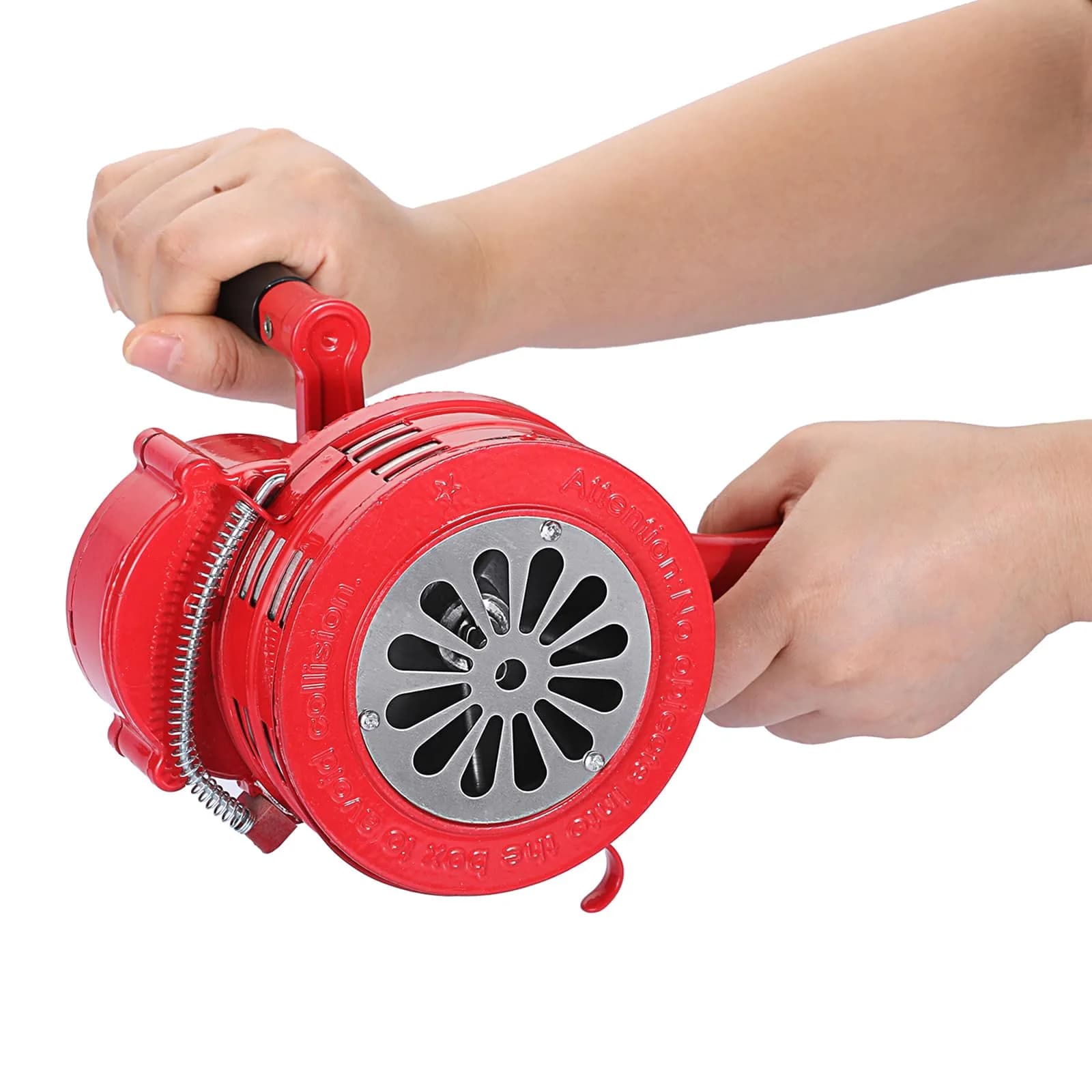 Sumnacon Hand Crank Siren Manual Operated Air Raid Siren Red | 1050g (2.31 lb) Heavy Duty Aluminum Alloy — Red