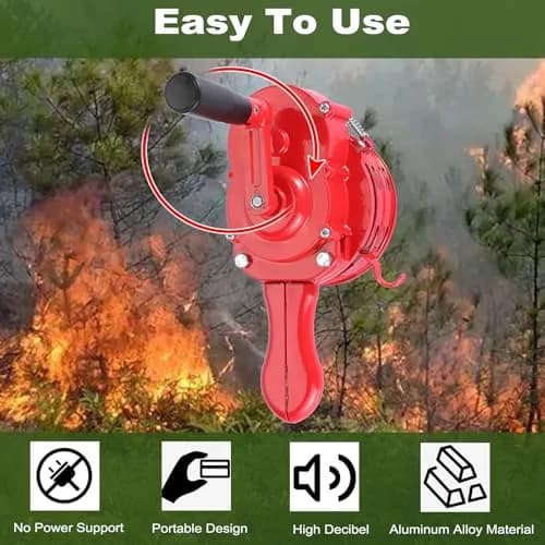 Sumnacon Hand Crank Siren Manual Operated Air Raid Siren Red | 1050g (2.31 lb) Heavy Duty Aluminum Alloy thumbnail 2