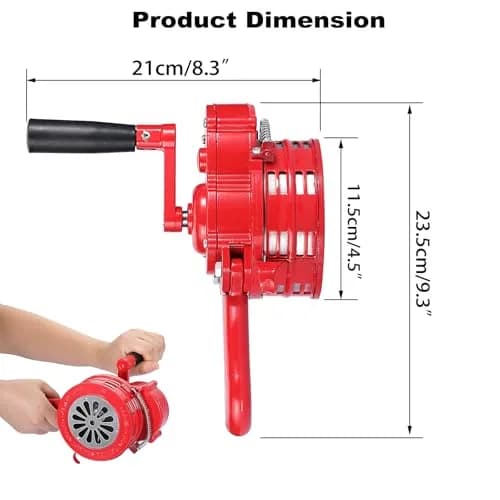 Sumnacon Hand Crank Siren Manual Operated Air Raid Siren Red | 1050g (2.31 lb) Heavy Duty Aluminum Alloy thumbnail 3