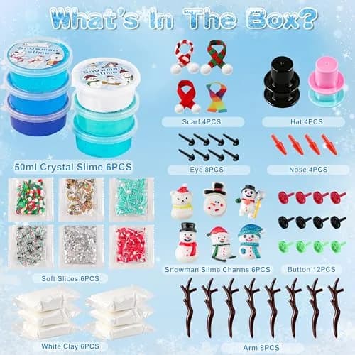 LAWOHO 6 Pack Snowman Slime & Clay Kit | ASTM-Tested Non-Toxic Toy Slime for Kids 3-12 thumbnail 6
