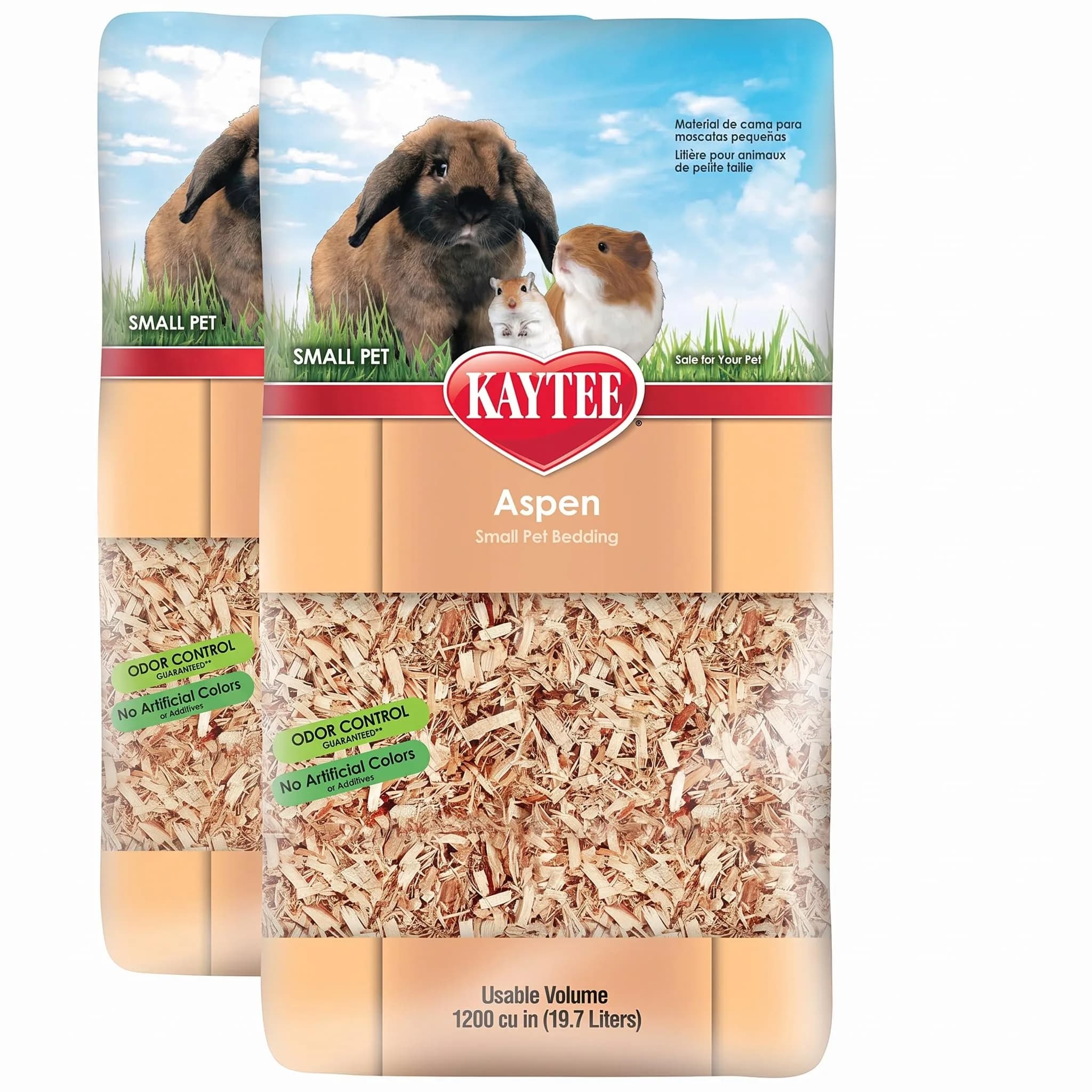 Kaytee Aspen Small Animal Bedding 19.7L Pack of 2 | Dust-Free Aspen Shavings for Guinea Pigs, Rabbits & Hamsters