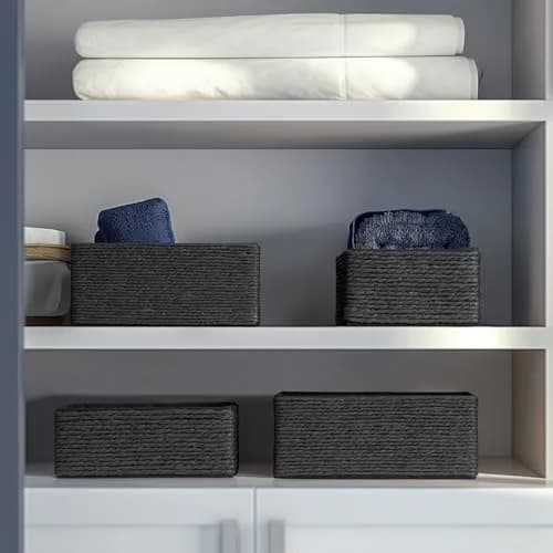 LA JOLIE MUSE Bathroom Basket Organizers, Paper Rope Storage, Black 4 Pack | Modern, Eco-Friendly Bathroom & Home Organization thumbnail 3