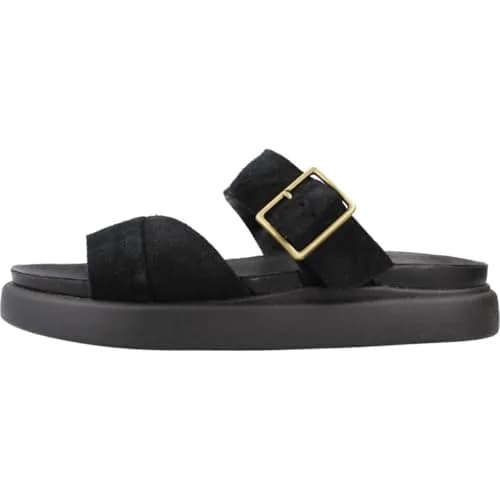 Clarks Women's Aristella RoseSandal, Black Sde, 8 | Classic Leather Flat for Women thumbnail 2