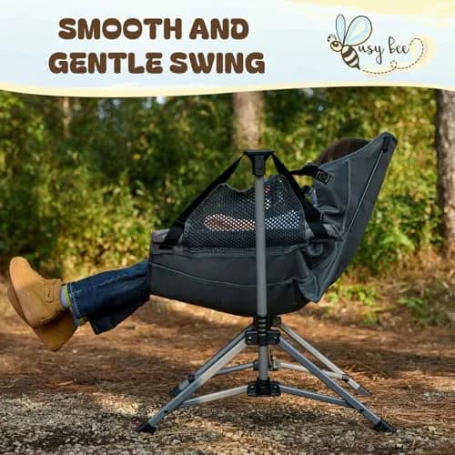 Busy Bee Kids Hammock Camping Chair with Stand, 125 lb, Gray | Portable, Adjustable & Safe for Outdoor & Indoor Use thumbnail 4