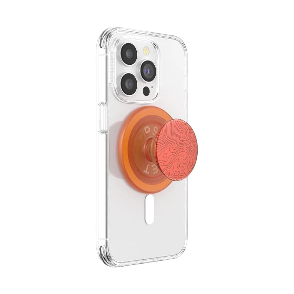 PopSockets Phone Grip for MagSafe Topo | Magnetic Magnetic Holder & Stand, Aluminum & Polycarbonate, Orange