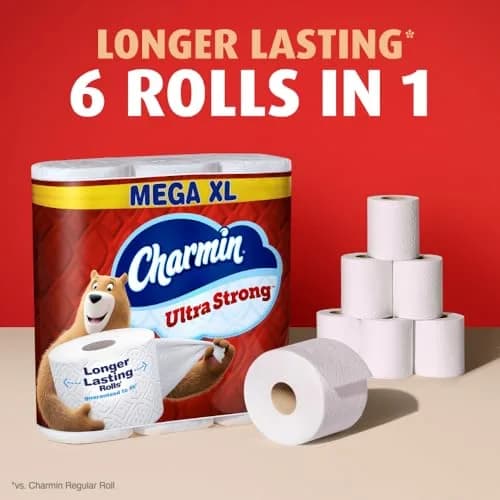 Charmin Ultra Strong Toilet Paper 12 Mega XL Rolls (3960 Sheets Total) | 4X Stronger When Wet thumbnail 5