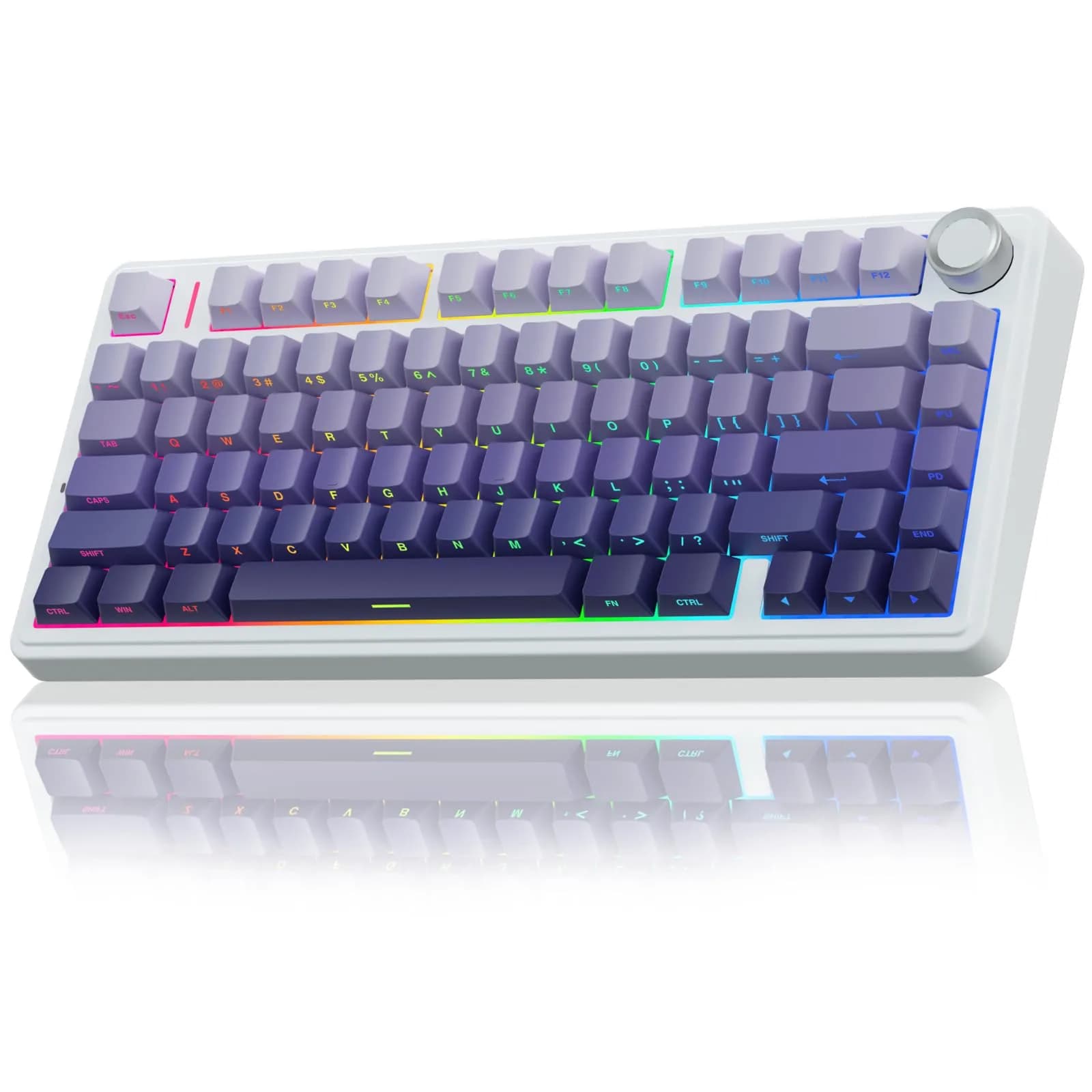 AULA F75 Pro Wireless Mechanical Keyboard,75% RGB Backlit,Custom Linear Switches,Side Printed PBT Keycaps,Gradient Purple