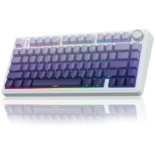 AULA F75 Pro Wireless Mechanical Keyboard,75% RGB Backlit,Custom Linear Switches,Side Printed PBT Keycaps,Gradient Purple thumbnail 1