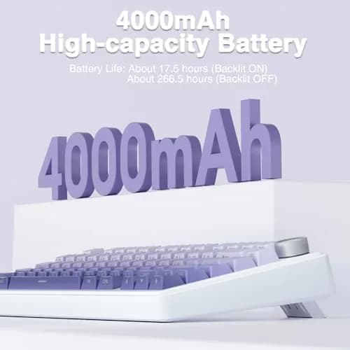 AULA F75 Pro Wireless Mechanical Keyboard,75% RGB Backlit,Custom Linear Switches,Side Printed PBT Keycaps,Gradient Purple thumbnail 8