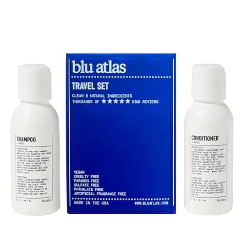 Blu Atlas Travel Size Shampoo & Conditioner Set for Men – TSA Approved, 3 oz Each – Natural, Sulfate-Free, Paraben-Free – Made in USA thumbnail 1