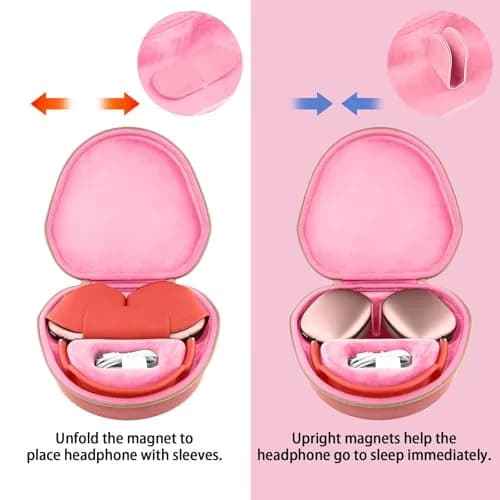 co2CREA Hard Case with Sleep Mode for Apple AirPods Max 2/1, Rose Pink | Shockproof Travel Bag thumbnail 4
