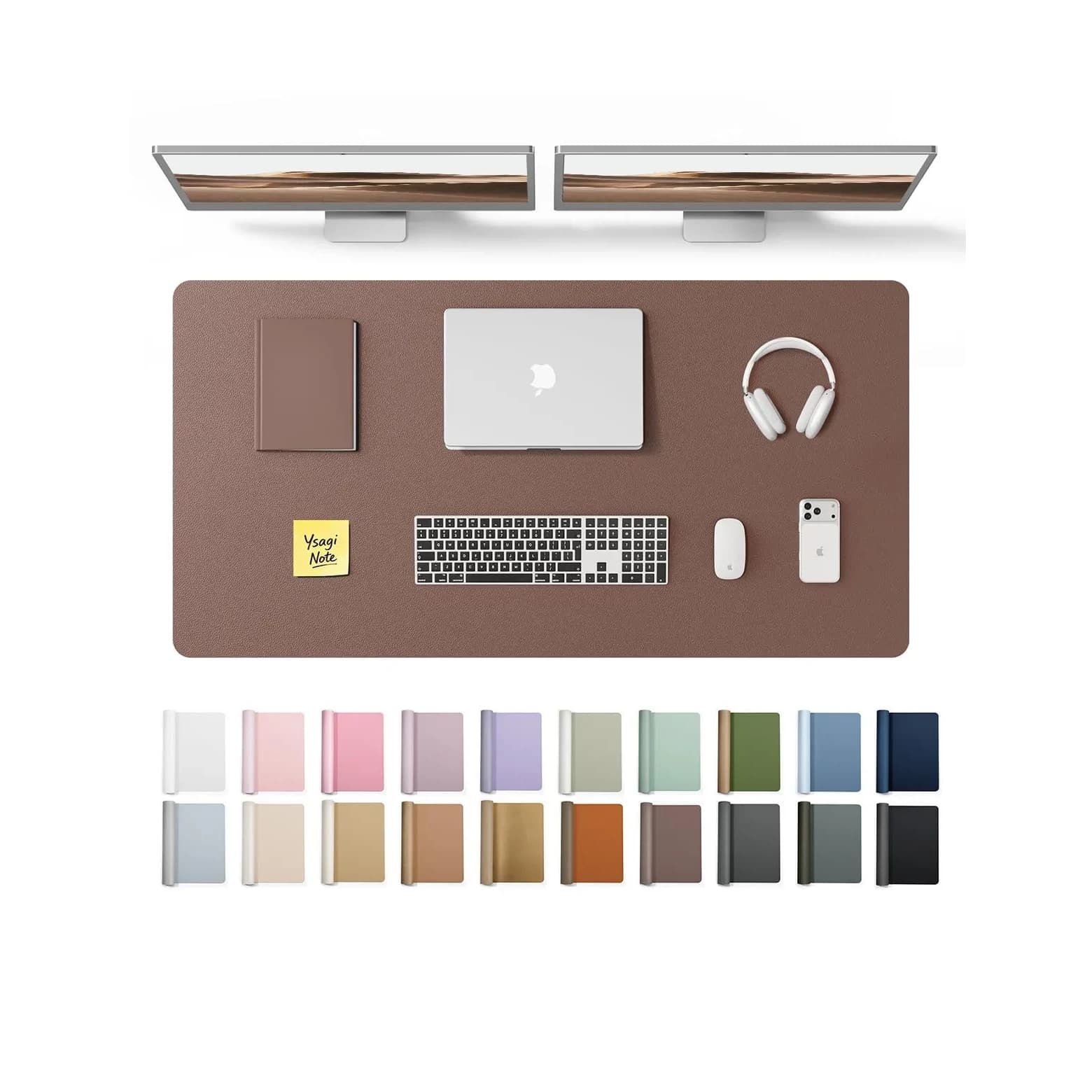 YSAGi Chocolate PU Leather Desk Protector 120cm x 60cm (47.2" x 23.6") | Protects Desks & Doubles as Large Mouse Pad