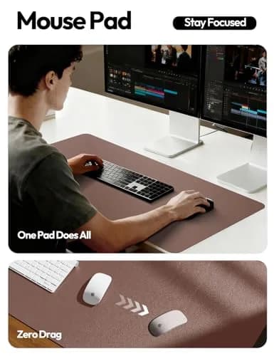 YSAGi Chocolate PU Leather Desk Protector 120cm x 60cm (47.2" x 23.6") | Protects Desks & Doubles as Large Mouse Pad thumbnail 4