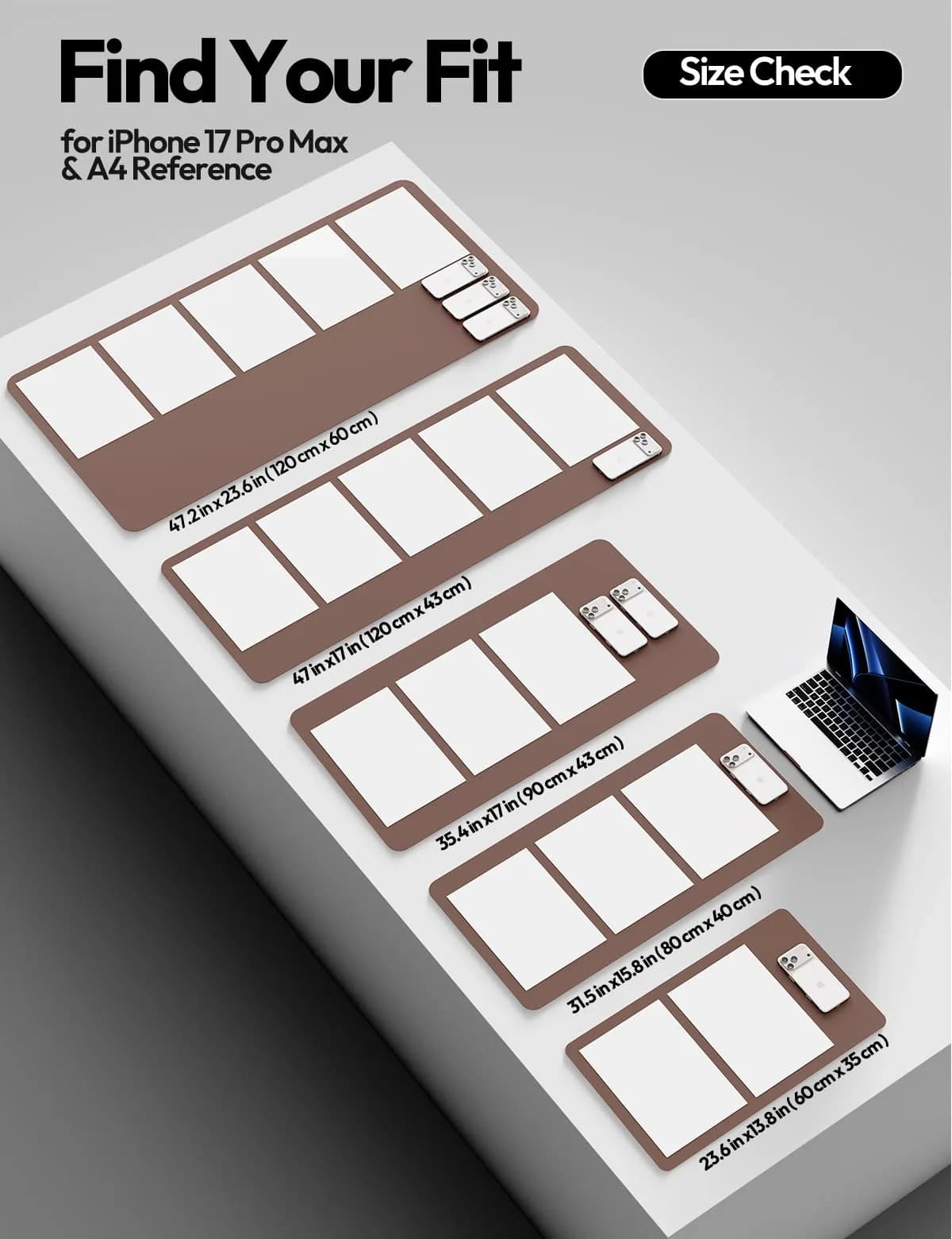 YSAGi Chocolate PU Leather Desk Protector 120cm x 60cm (47.2" x 23.6") | Protects Desks & Doubles as Large Mouse Pad - view 5
