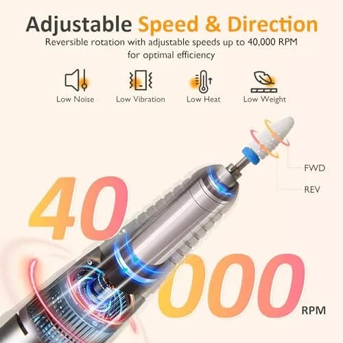 SUNVIVI Electric Nail Drill 40000RPM | Cordless & Rechargeable for Acrylic & Gel Nails thumbnail 4