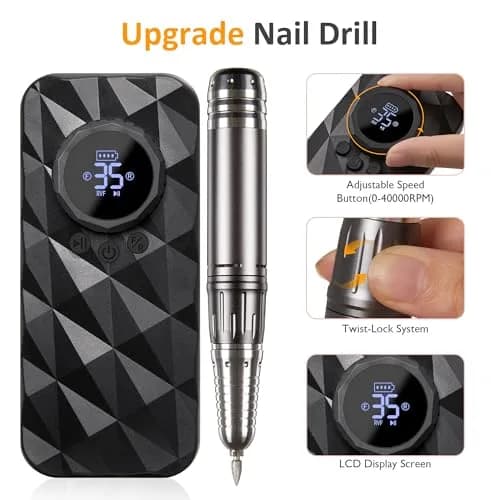 SUNVIVI Electric Nail Drill 40000RPM | Cordless & Rechargeable for Acrylic & Gel Nails thumbnail 5