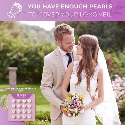 AOLRNALI Pearl Veil Weights - 16 Pairs of Magnetic Bridal Veil Weights | Secures Long Veils for Outdoor Weddings thumbnail 6