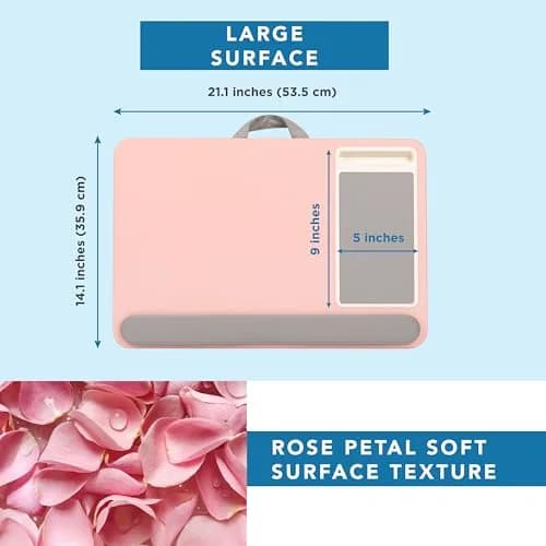 LapGear Home Office Pro Lap Desk – Blush Pink, Fits 15.6” Laptops | Spacious Design with Built-in Mouse Pad & Phone Slot thumbnail 5