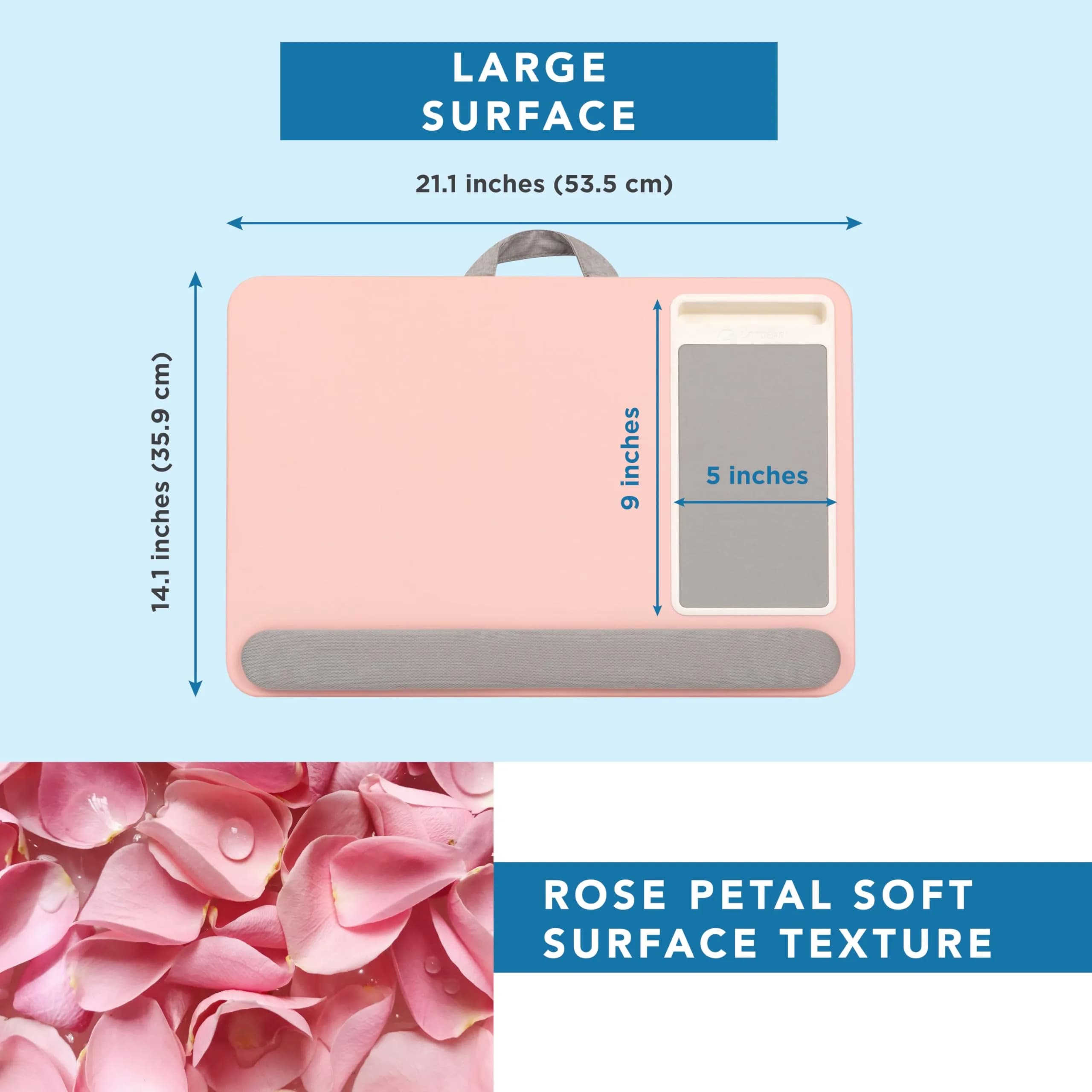 LapGear Home Office Pro Lap Desk – Blush Pink, Fits 15.6” Laptops | Spacious Design with Built-in Mouse Pad & Phone Slot - view 5