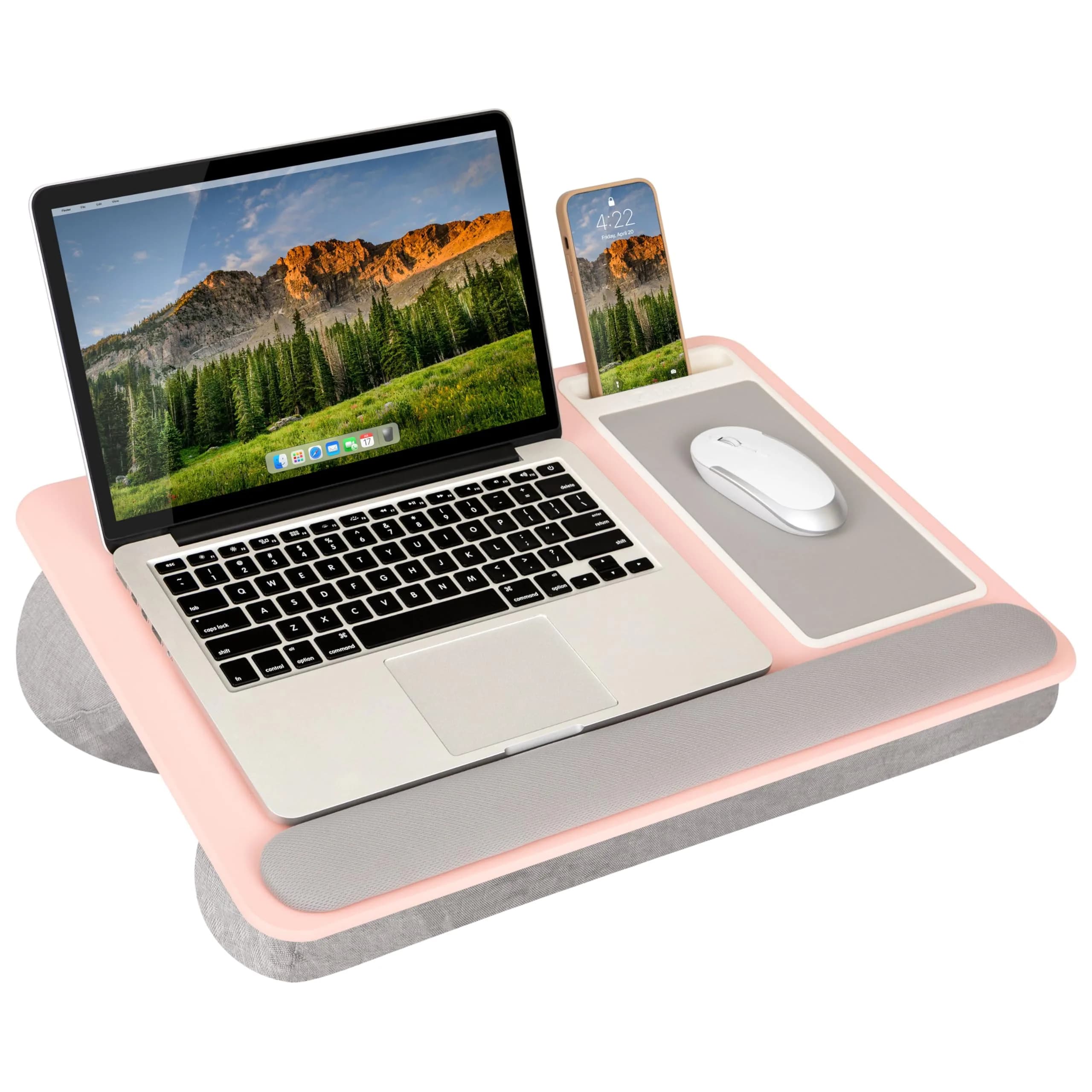LapGear Home Office Pro Lap Desk – Blush Pink, Fits 15.6” Laptops | Spacious Design with Built-in Mouse Pad & Phone Slot - main product image