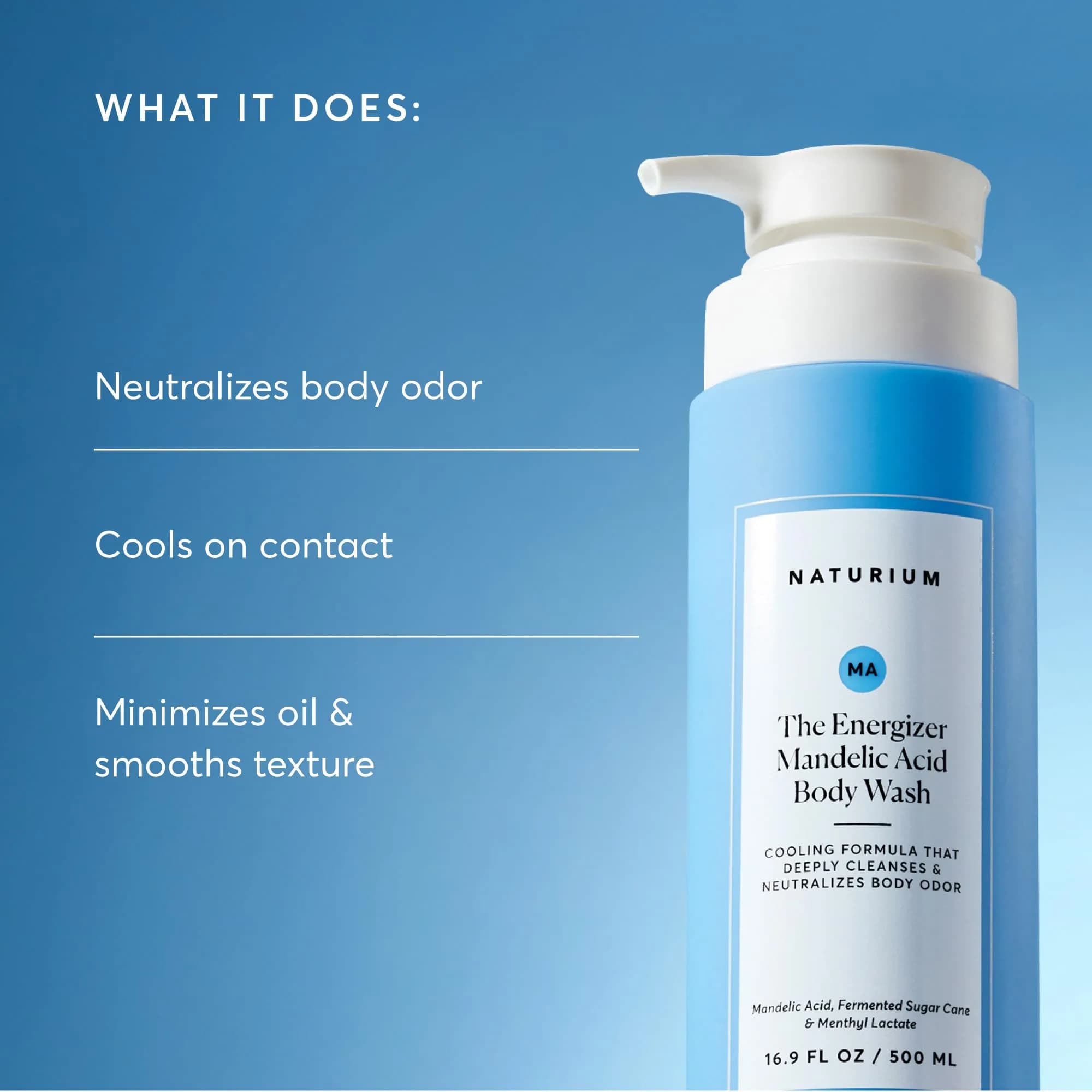 Naturium The Energizer Body Wash with Mandelic Acid, 479g (16.9 oz) | Deeply Cleanses & Neutralizes Body Odor - view 3