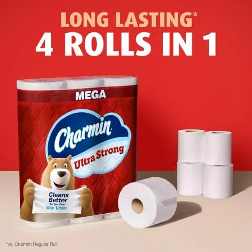Charmin Ultra Strong Toilet Paper 16 Mega Rolls (3520 Sheets Total) | Diamond Weave Texture, 2-Ply thumbnail 4