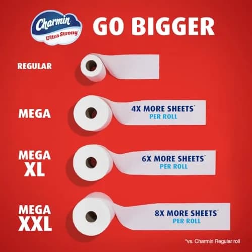 Charmin Ultra Strong Toilet Paper 16 Mega Rolls (3520 Sheets Total) | Diamond Weave Texture, 2-Ply thumbnail 7