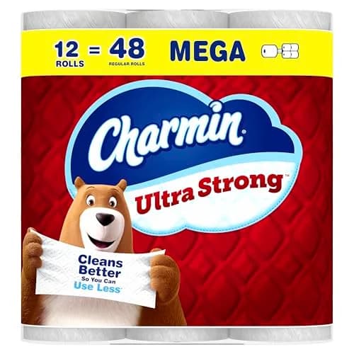 Charmin Ultra Strong Toilet Paper 12 Mega Rolls (2640 Sheets Total) | 4X Stronger When Wet thumbnail 1