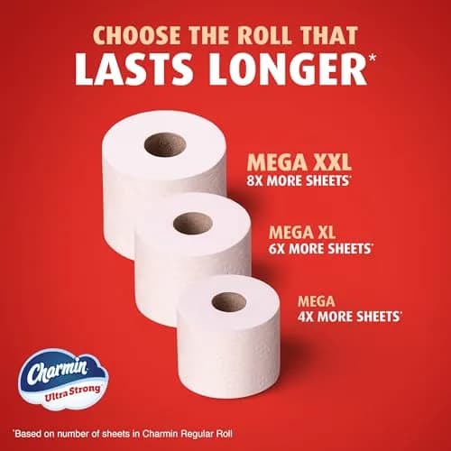 Charmin Ultra Strong Toilet Paper 12 Mega Rolls (2640 Sheets Total) | 4X Stronger When Wet thumbnail 7