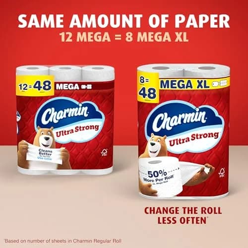Charmin Ultra Strong Toilet Paper 12 Mega Rolls (2640 Sheets Total) | 4X Stronger When Wet thumbnail 8