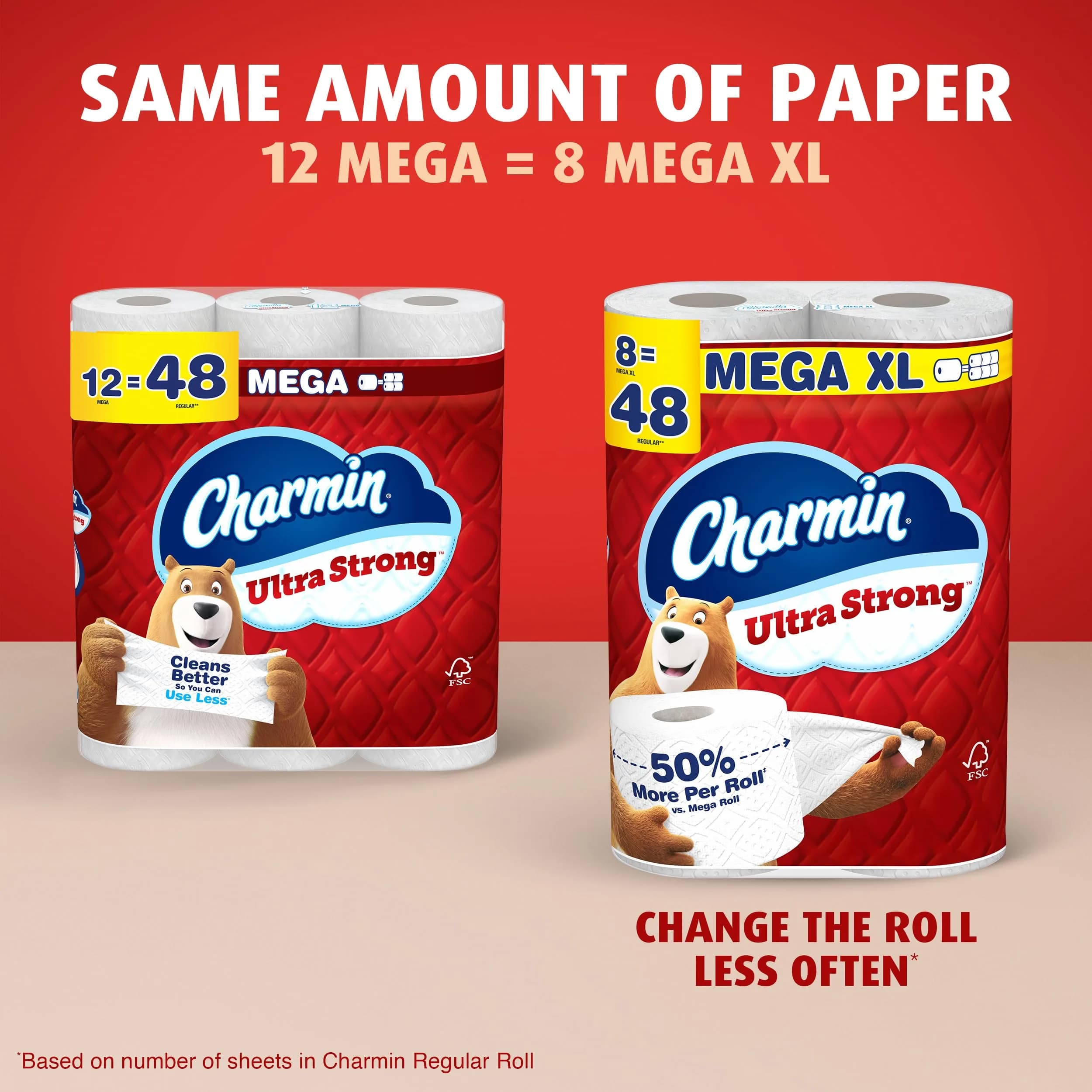 Charmin Ultra Strong Toilet Paper 12 Mega Rolls (2640 Sheets Total) | 4X Stronger When Wet - view 8