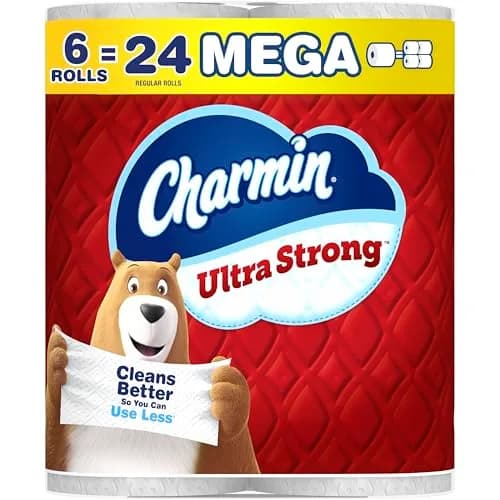 Charmin Ultra Strong Toilet Paper 6 Mega Rolls | 2-Ply, White, Woven Diamond Texture thumbnail 1