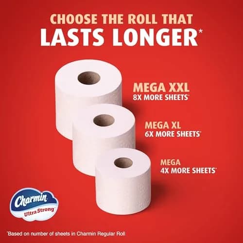 Charmin Ultra Strong Toilet Paper 6 Mega Rolls | 2-Ply, White, Woven Diamond Texture thumbnail 7