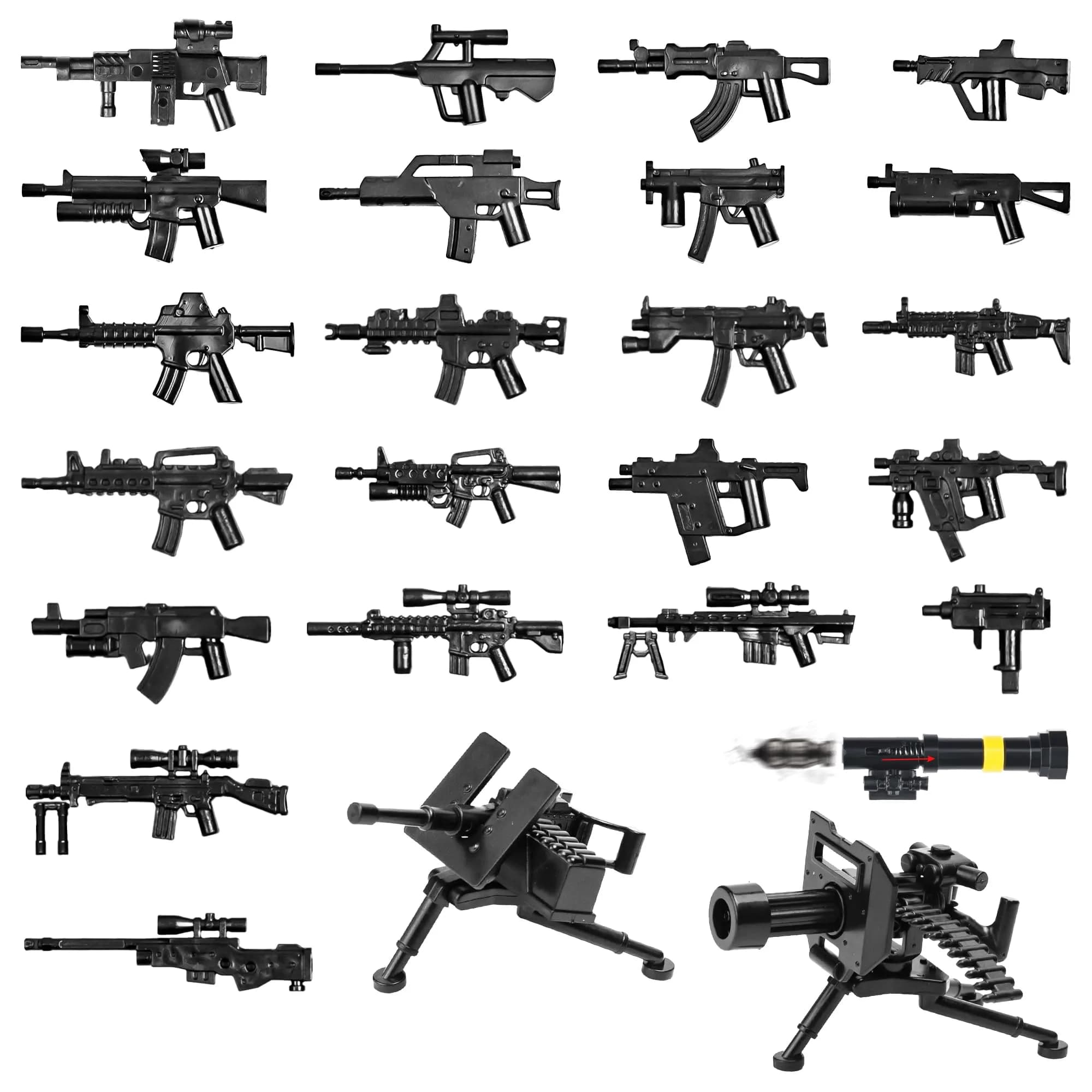MaozyHomie 25-Piece Military Weapons Pack: 22 Guns, 2 Cannons, 1 Bazooka Building Blocks - main product image