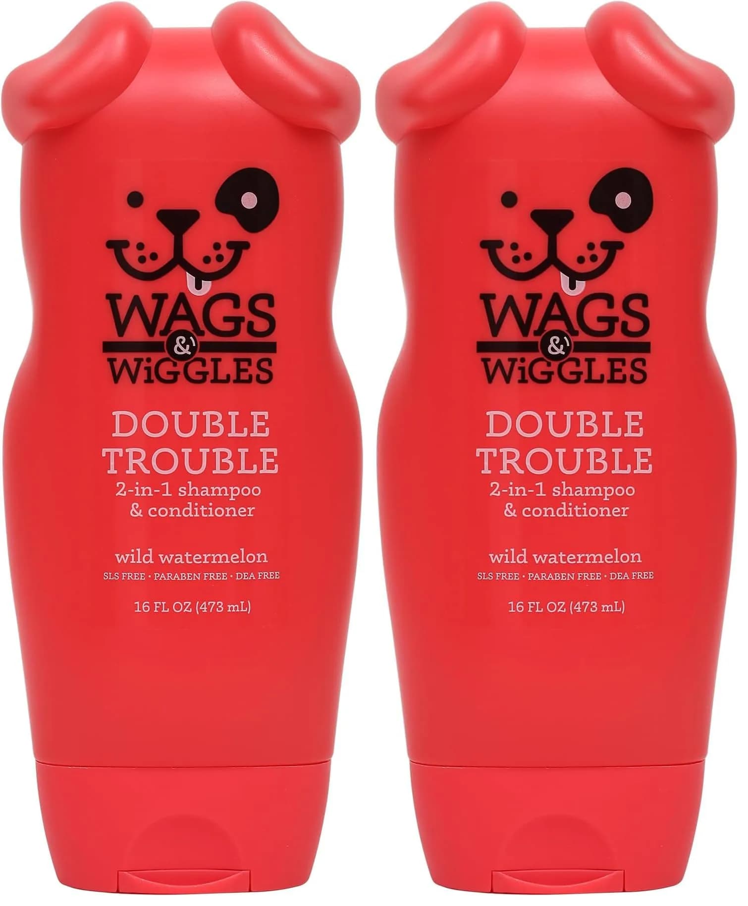 Wags & Wiggles Double Trouble 2-in-1 Dog Shampoo & Conditioner | Fruity Watermelon Scent, 946ml (32 Fl Oz) Pack of 2 - main product image